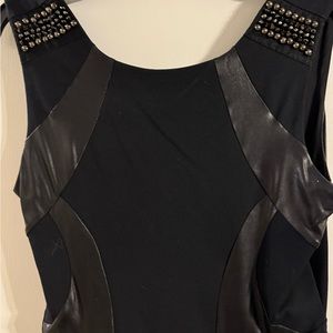 Beautiful black leather & nylon spandex sleeveless top